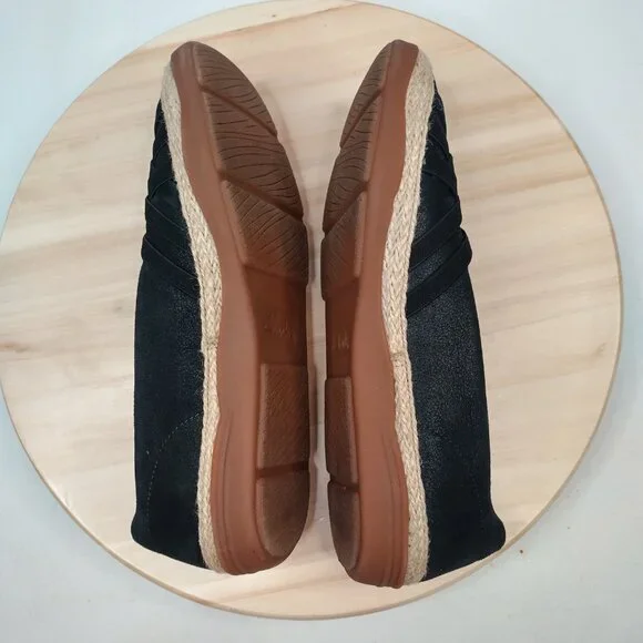 Clarks Collection Elaina Petal Woven Vamp Jute Trim Black Flats Women US 10M - Picture 10 of 13